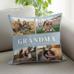 We Love You Grandma Personalised 4 Photo Collage Cushion<br><div class="desc">Say we love you to grandma this holiday season with a personalised Christmas gift throw pillow featuring 4 of your favourite photos and grandchildren kids names and . All text in this design is editable so you can add your own message or text. Available in a variety colours, styles and...</div>