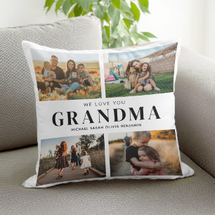 We Love You Grandma Personalised 4 Photo Collage Cushion