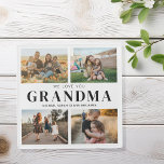We Love You Grandma Personalised 4 Photo Collage Glass Coaster<br><div class="desc">Say we love you to grandma with a personalised gift coasters featuring 4 of your favourite photos and grandchildren kids names and . All text in this design is editable so you can add your own message or text. Available in a variety colours,  styles and products.</div>