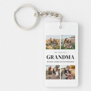 We Love You Grandma Personalised 4 Photo Collage Key Ring