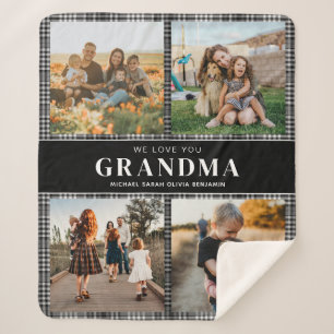 We Love You Grandma Personalised 4 Photo Collage Sherpa Blanket