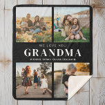 We Love You Grandma Personalised 4 Photo Collage Sherpa Blanket<br><div class="desc">Say we love you to grandma this holiday season with a personalised Christmas gift blanket featuring 4 of your favourite photos and grandchildren kids names and . All text in this design is editable so you can add your own message or text. Available in a variety colours, styles and products....</div>