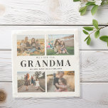 We Love You Grandma Personalised 4 Photo Collage Stone Coaster<br><div class="desc">Say we love you to grandma with a personalised gift stone coasters featuring 4 of your favourite photos and grandchildren kids names and . All text in this design is editable so you can add your own message or text. Available in a variety colours,  styles and products.</div>