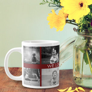 We Love You Grandma Personalised B&W Photo Collage Large Coffee Mug