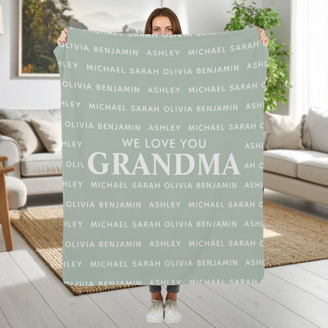 We Love You Grandma Personalised Kids Names Fleece Blanket (Creator Uploaded)