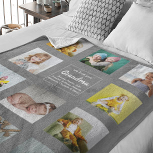 We Love You Grandma Photo Collage Fleece Blanket