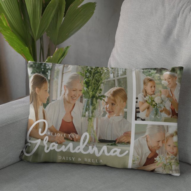 We Love You Grandma | Photo Collage Lumbar Cushion (Creator Uploaded)