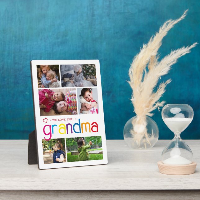 We Love You Grandma Photo Collage Plaque (Side)