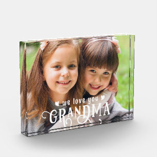 We Love You Grandma Photo Custom Colour Block