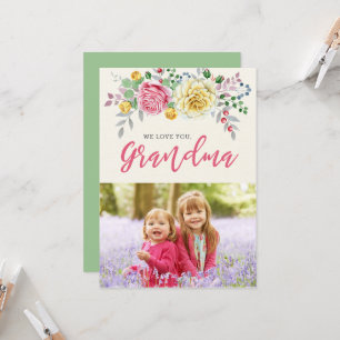 We Love You Grandma   Photo Flat Card