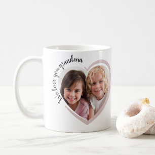 We Love You Grandma Photo Heart Coffee Mug