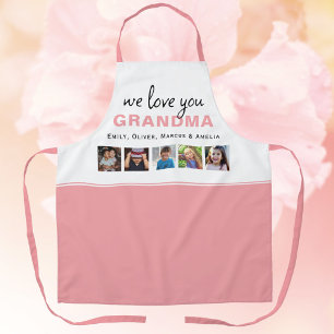We love you Grandma Pink Grandchildren 5 Photo  Apron