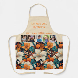 We love you Grandma Tropical Flowers 5 Photo Apron