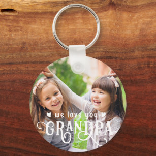We Love You Grandpa 1-2 Photos Custom Colour Key Ring