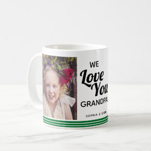 We Love You Grandpa 2 Photo Green Coffee Mug