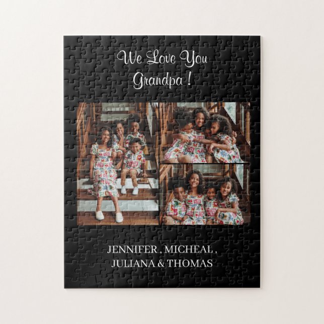 We love you Grandpa Custom Photo Collage Script  Jigsaw Puzzle (Vertical)