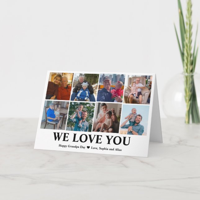 We Love You | Grandpa Day Custom Photo Thank You Card (Front)