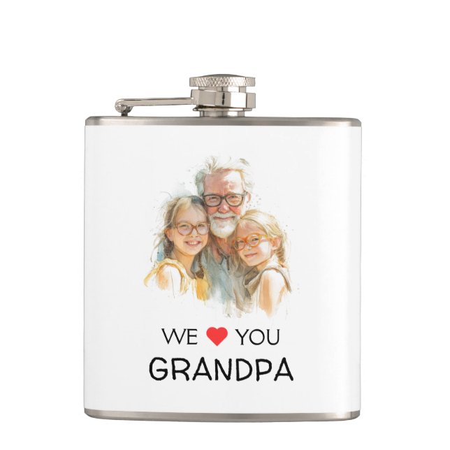 We Love You Grandpa Flask | Personalised Photo (Front)