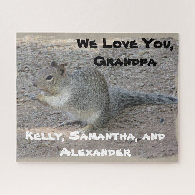 We Love You Grandpa Grey Squirrel Photo Gramps Jigsaw Puzzle (Horizontal)