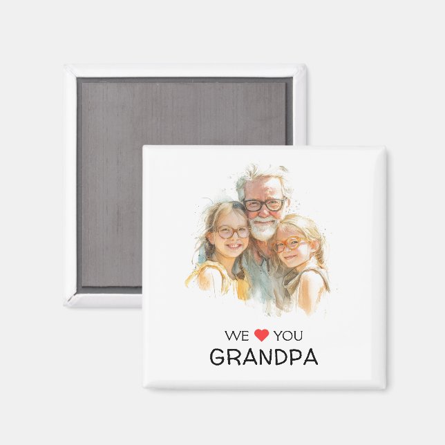 We Love You Grandpa Magnet | Personalised Photo (Front/Back)