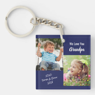 We Love You Grandpa Personalised Photos Blue Keych Key Ring