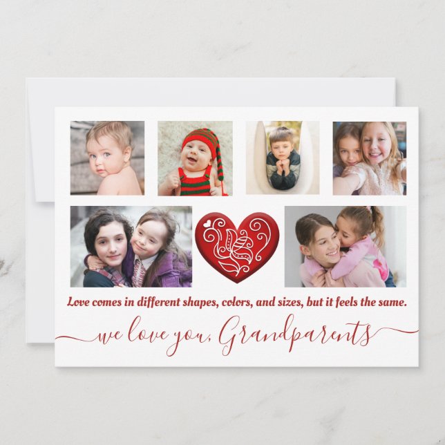 We Love You, Grandparents| Six Photos Love Holiday Card (Front)