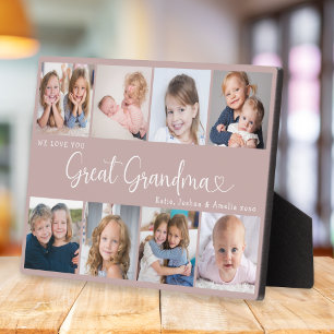 We Love You Great Grandma Photo Collage Heart Plaque
