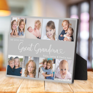 We Love You Great Grandma Photo Collage Heart Plaque