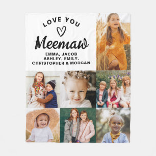 We Love You Meemaw Family Modern Photo Collage Fleece Blanket
