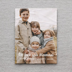 We Love You Meemaw Family Modern Single Photo Fleece Blanket