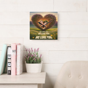 We love You, mehr Zeit für Mütter, Liebe mit Herz Square Wall Clock