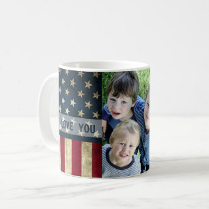 We Love You Military Grandpa American Flag Photo Coffee Mug