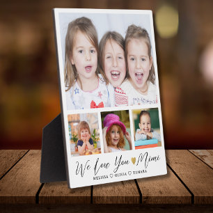 We Love You Mimi Grandkids Names 4 Photo Collage   Plaque