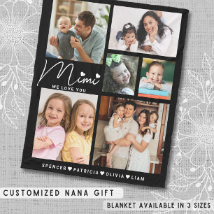We Love You Mimi Grandkids Names 6 Photo Collage  Fleece Blanket