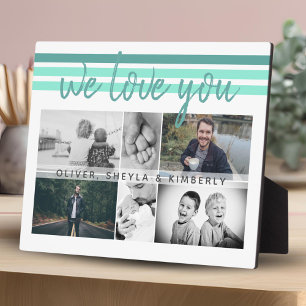We love you Modern Script Family 6 Photo Collage Plaque