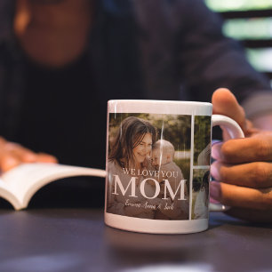 We Love You Mom 5 Photo Collage Lumbar Pillow Coffee Mug