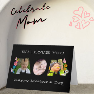 We Love You Mom! Daisy Butterfly Photo & Name Card