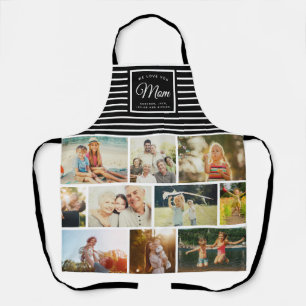 WE LOVE YOU MOM Family Photo Collage Script Modern Apron
