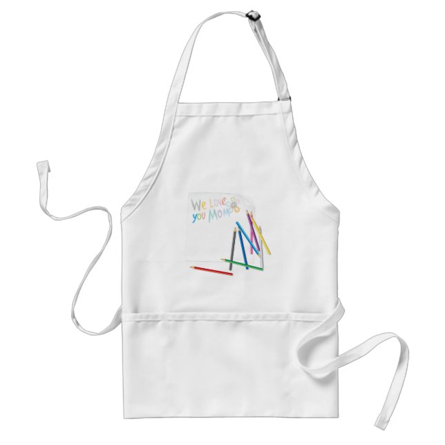 We Love You Mom Hand-Drawn Crayon Art Standard Apron (Front)