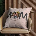 We Love You MOM Modern Mothers Day Gift Pink Photo Cushion<br><div class="desc">We love you,  Mum! This chic custom photo throw pillow will make your mother smile. Modern minimalist typography wraps around a favourite family photo on a blush pink (printed)  linen backdrop.</div>