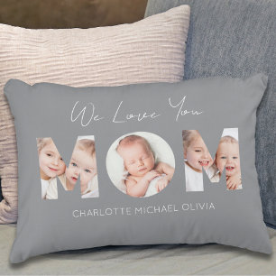 We Love You Mom Photo  Decorative Cushion