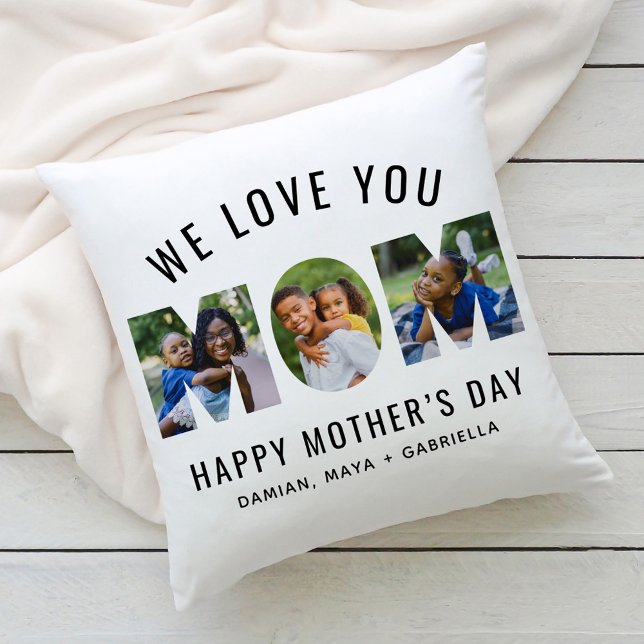 We Love You Mom Photo Letter Mothers Day Cushion (Creator Uploaded)