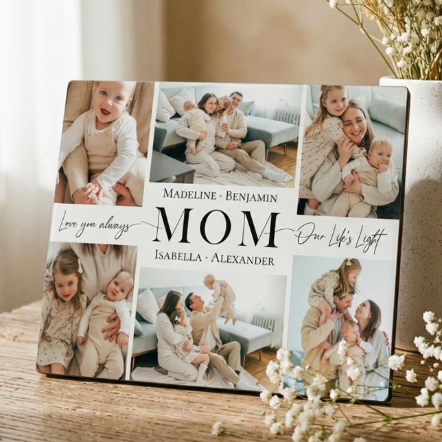 We Love You Mom Simple Photo Collage Keepsake Plaque (We Love You Mom Simple Photo Collage Keepsake Plaque)