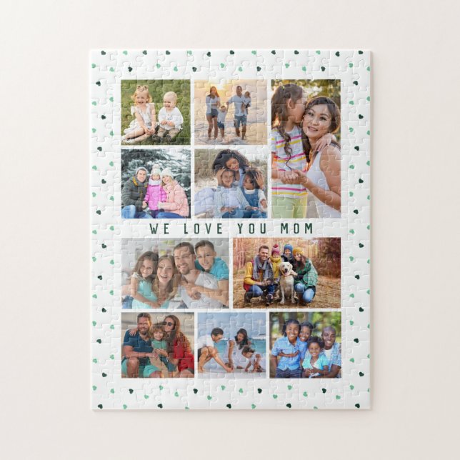 We Love You Mum 10 Photo Collage Modern Love Heats Jigsaw Puzzle (Vertical)