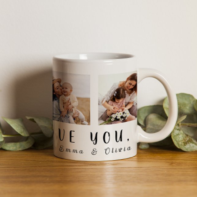 We Love You Mum | 4 Square Photos + Names Coffee M Coffee Mug (Creator Uploaded)