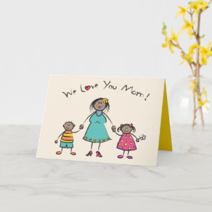 We Love You Mum Cartoon Family Happy Mother's Day Card