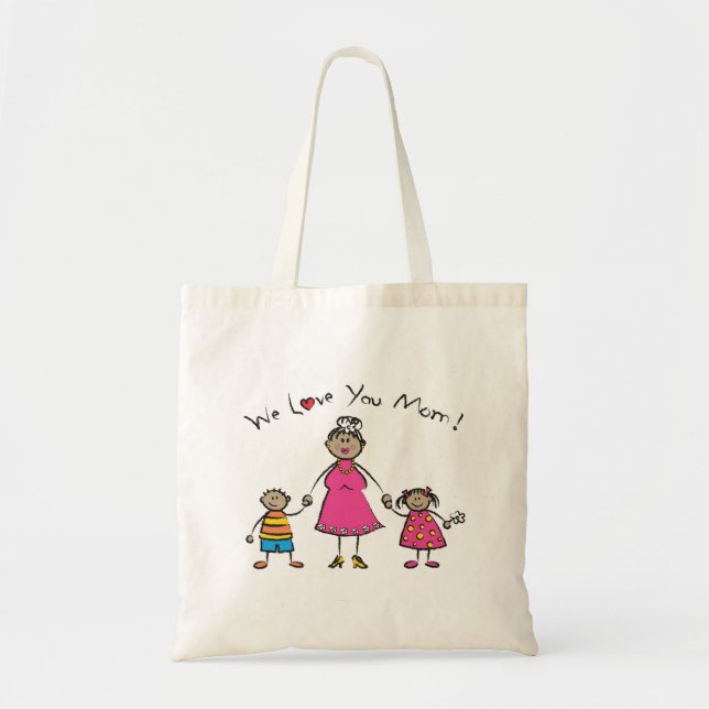 We Love You Mum Cartoon Family Happy Mother's Day Tote Bag (Front)
