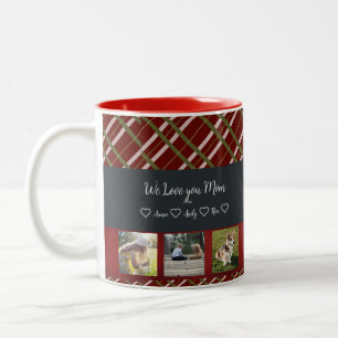 We Love You Mum, Custom 3 Photo Grid Two-Tone Coffee Mug