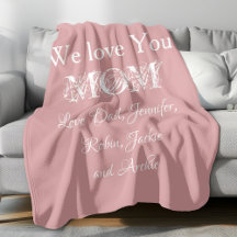We Love You Mum Family Names Script Cute Blush 