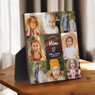 We Love You Mum Family Wood Photo Collage Plaque